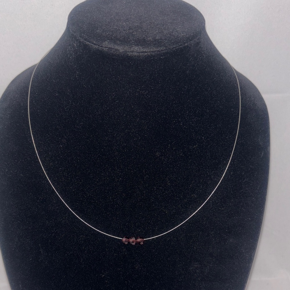 Chic Silver Necklace with Purple Beads